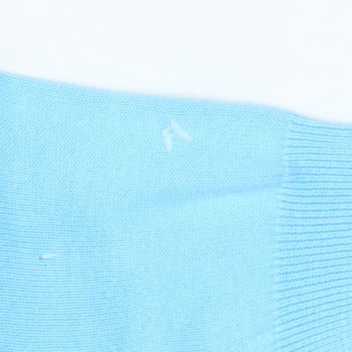 Glenmuir Women Blue M V-Neck Cotton Knit Logo Golf Jumper
