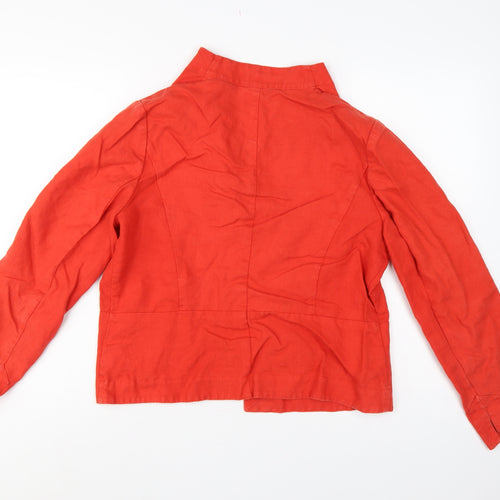 Artigiano Women Red UK 16 Linen Ruffle Shawl Collar Blazer Jacket