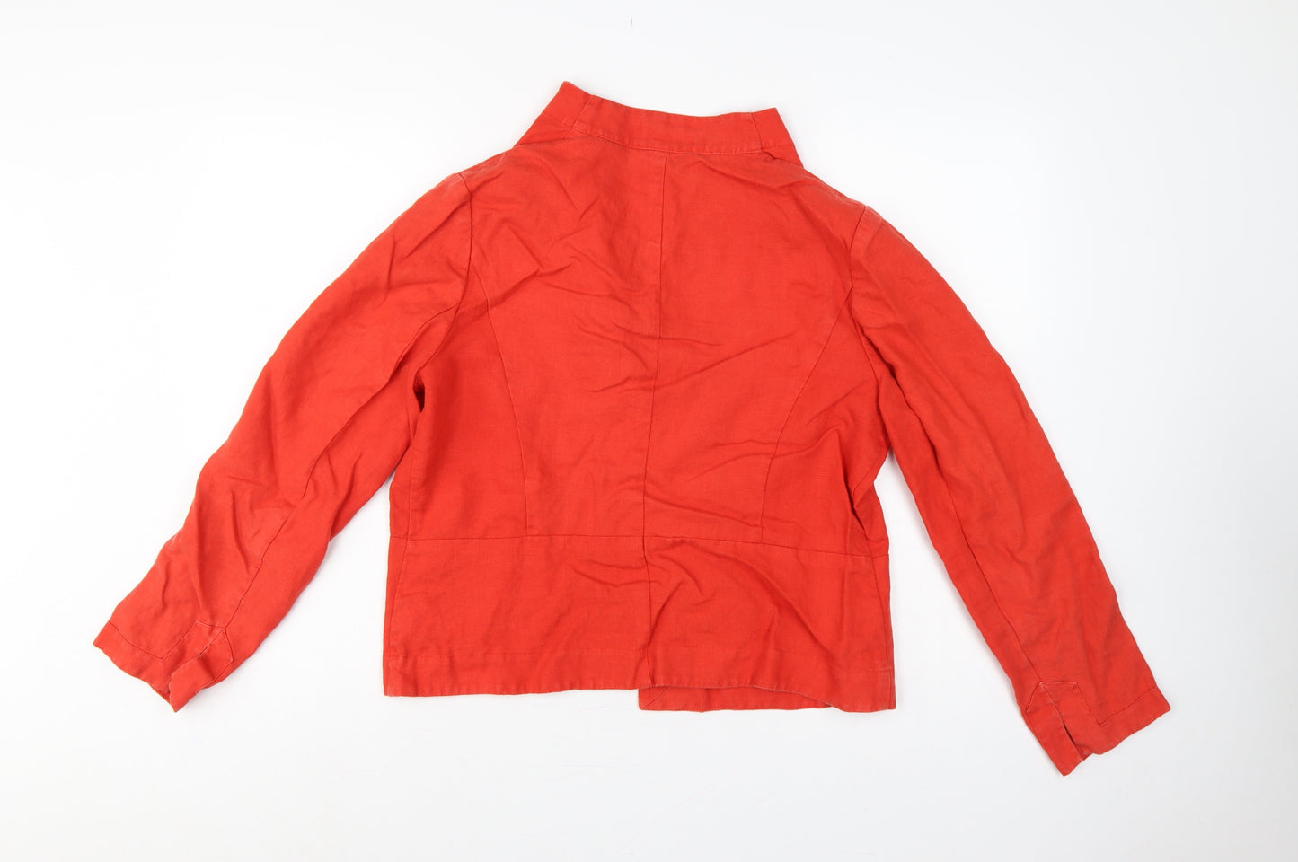 Artigiano Women Red UK 16 Linen Ruffle Shawl Collar Blazer Jacket
