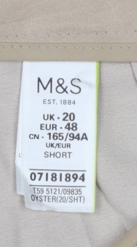 M&S Women’s Beige UK 20 Short Tapered Tailored Trousers