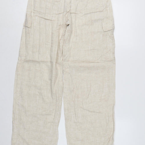Marks and Spencer Women's Beige UK 6 Short Linen Blend Cargo Trousers