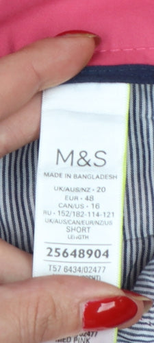 Marks and Spencer Women Pink Size 20 Short Tapered Chino Trousers