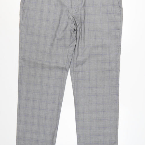 Marks and Spencer Men's Grey 42 Regular Fit Check Dress Trousers