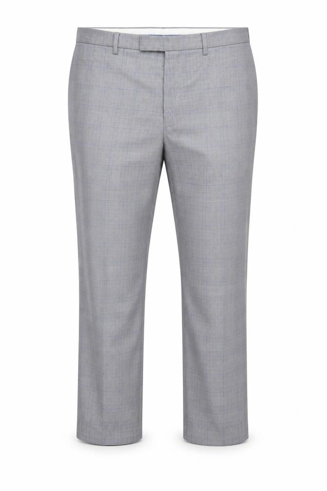 Front view of Marks & Spencer Men's Grey 42 Regular Fit Check Dress Trousers
