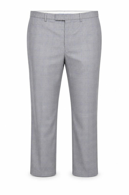 Marks and Spencer Men's Grey 42 Regular Fit Check Dress Trousers