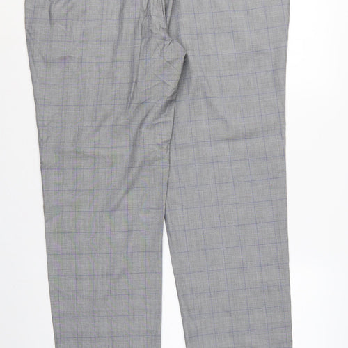 Marks and Spencer Men's Grey 42 Regular Fit Check Dress Trousers