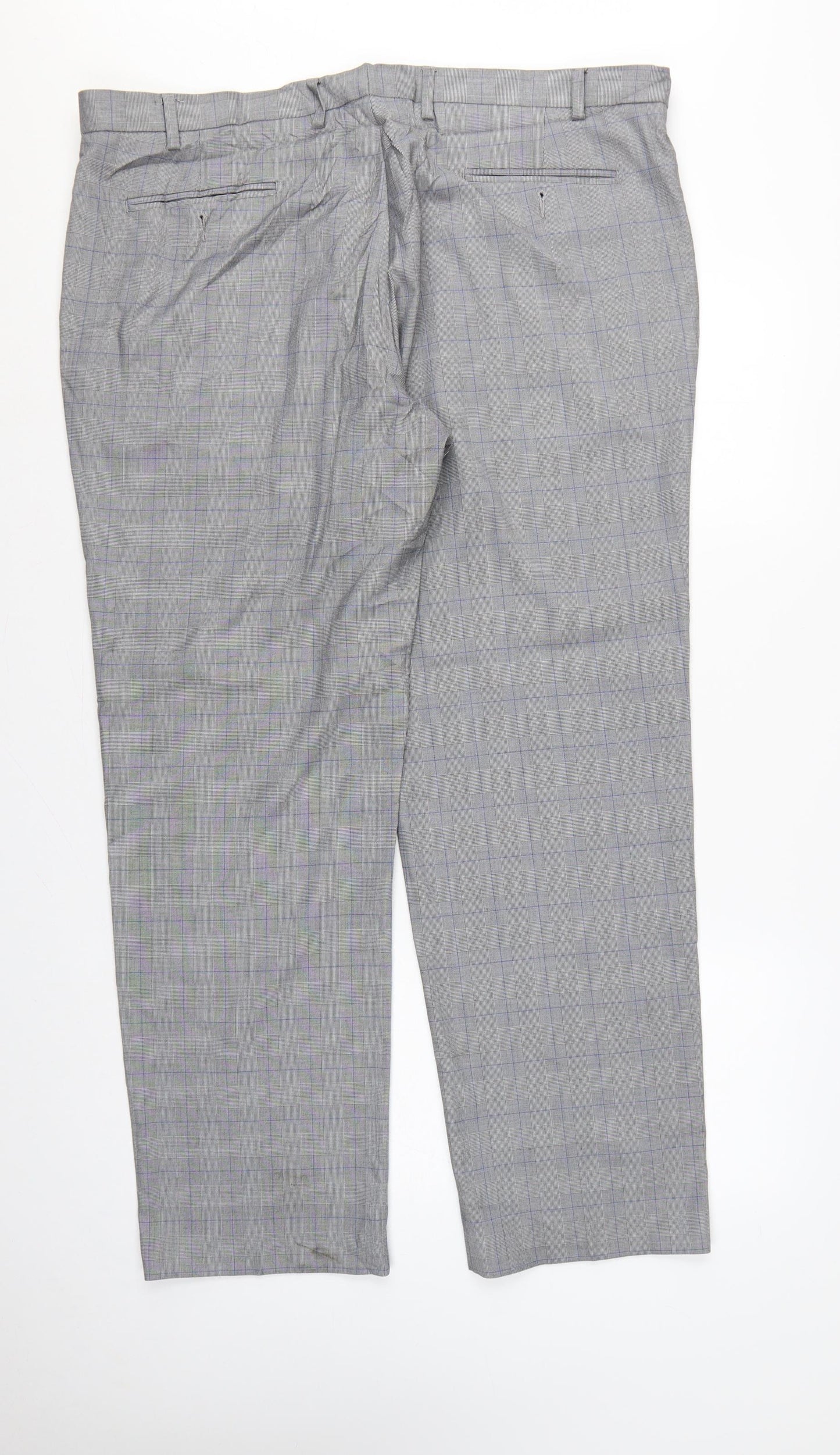 Marks and Spencer Men's Grey 42 Regular Fit Check Dress Trousers