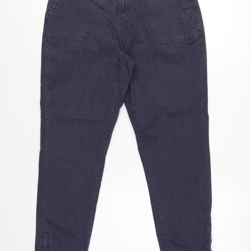 M&S Women’s Navy Blue UK 12 Short Cotton Blend Cuffed Jogger Trousers