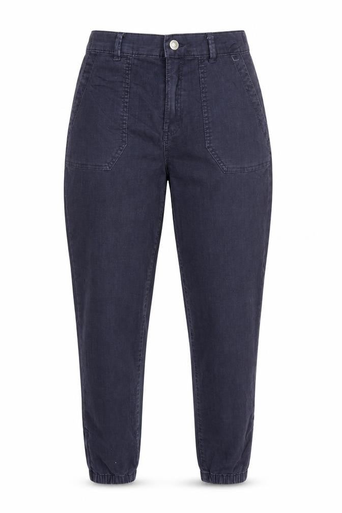 M&S Women’s Navy Blue UK 12 Short Cotton Blend Cuffed Jogger Trousers