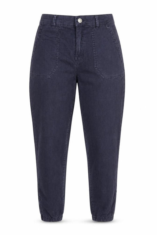 M&S Women’s Navy Blue UK 12 Short Cotton Blend Cuffed Jogger Trousers