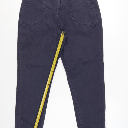 M&S Women’s Navy Blue UK 12 Short Cotton Blend Cuffed Jogger Trousers