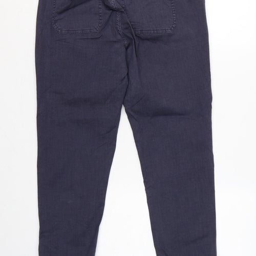 M&S Women’s Navy Blue UK 12 Short Cotton Blend Cuffed Jogger Trousers