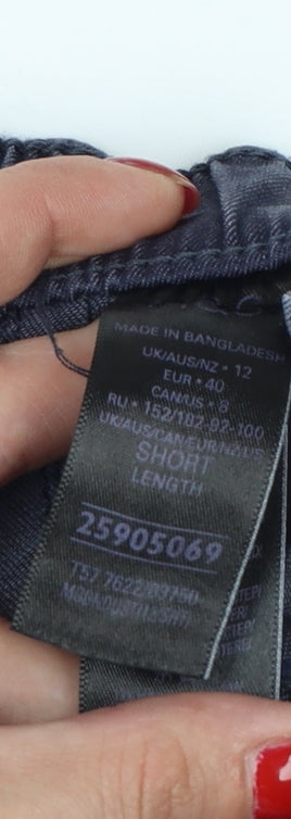 M&S Women’s Navy Blue UK 12 Short Cotton Blend Cuffed Jogger Trousers