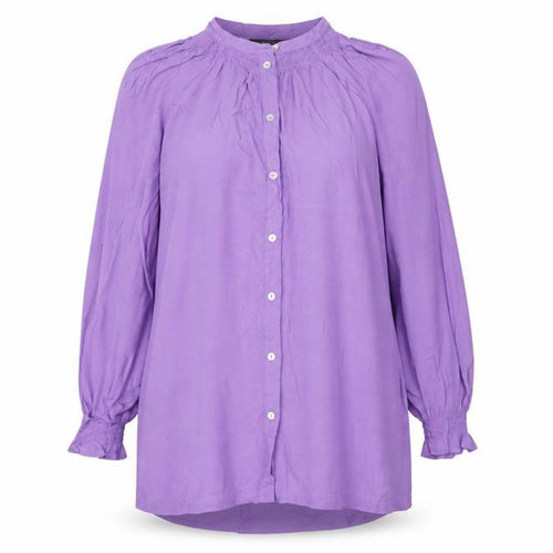 Marks & Spencer Women Purple UK 14 Viscose Tunic Button-Up Blouse