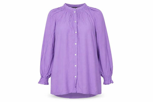 Marks & Spencer Women Purple UK 14 Viscose Tunic Button-Up Blouse