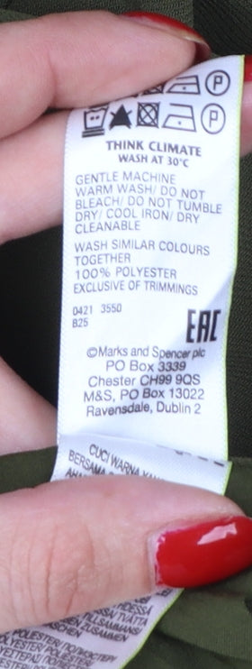 Marks and Spencer Women Green UK 18 Regular Wide-Leg Drawstring Trousers