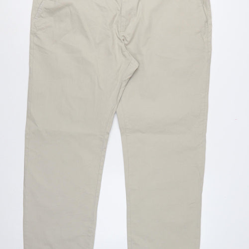 Marks and Spencer Men's Beige 42/33 Regular Stretch Chino Trousers