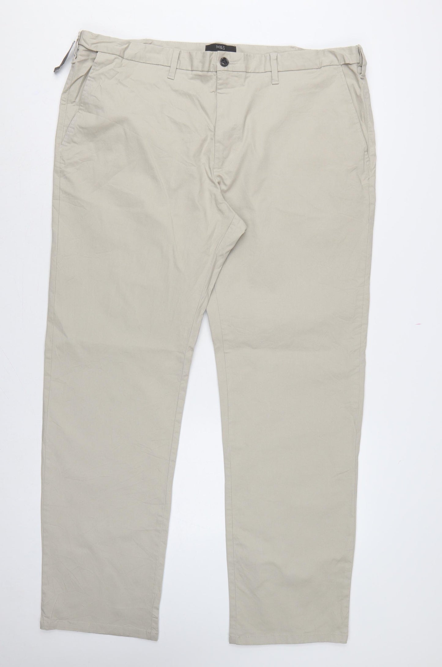 Marks and Spencer Men's Beige 42/33 Regular Stretch Chino Trousers
