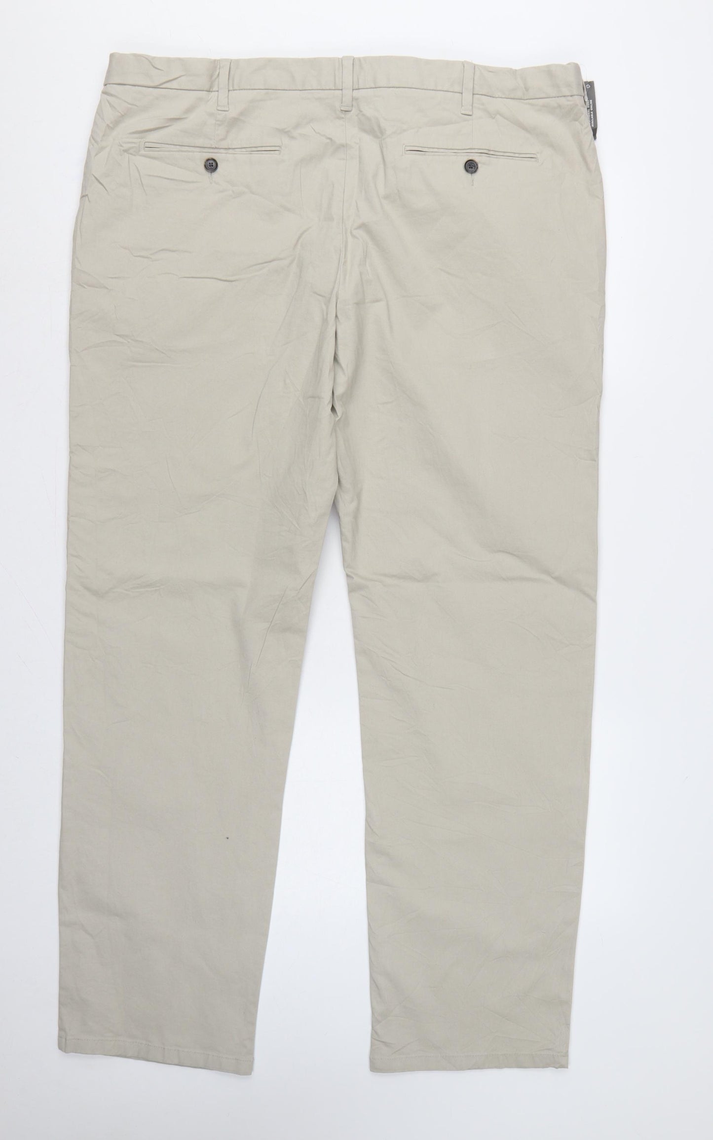 Marks and Spencer Men's Beige 42/33 Regular Stretch Chino Trousers