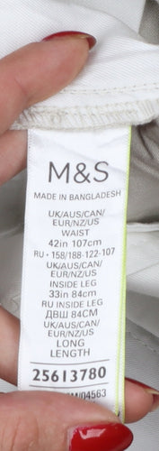 Marks and Spencer Men's Beige 42/33 Regular Stretch Chino Trousers