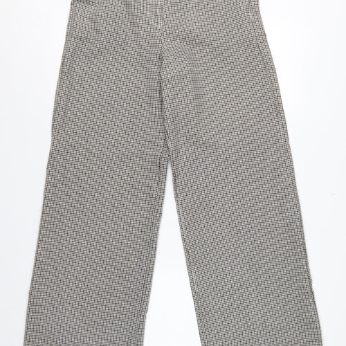 Marks and Spencer Women’s Grey Check Wide-Leg Trousers UK 10 Long