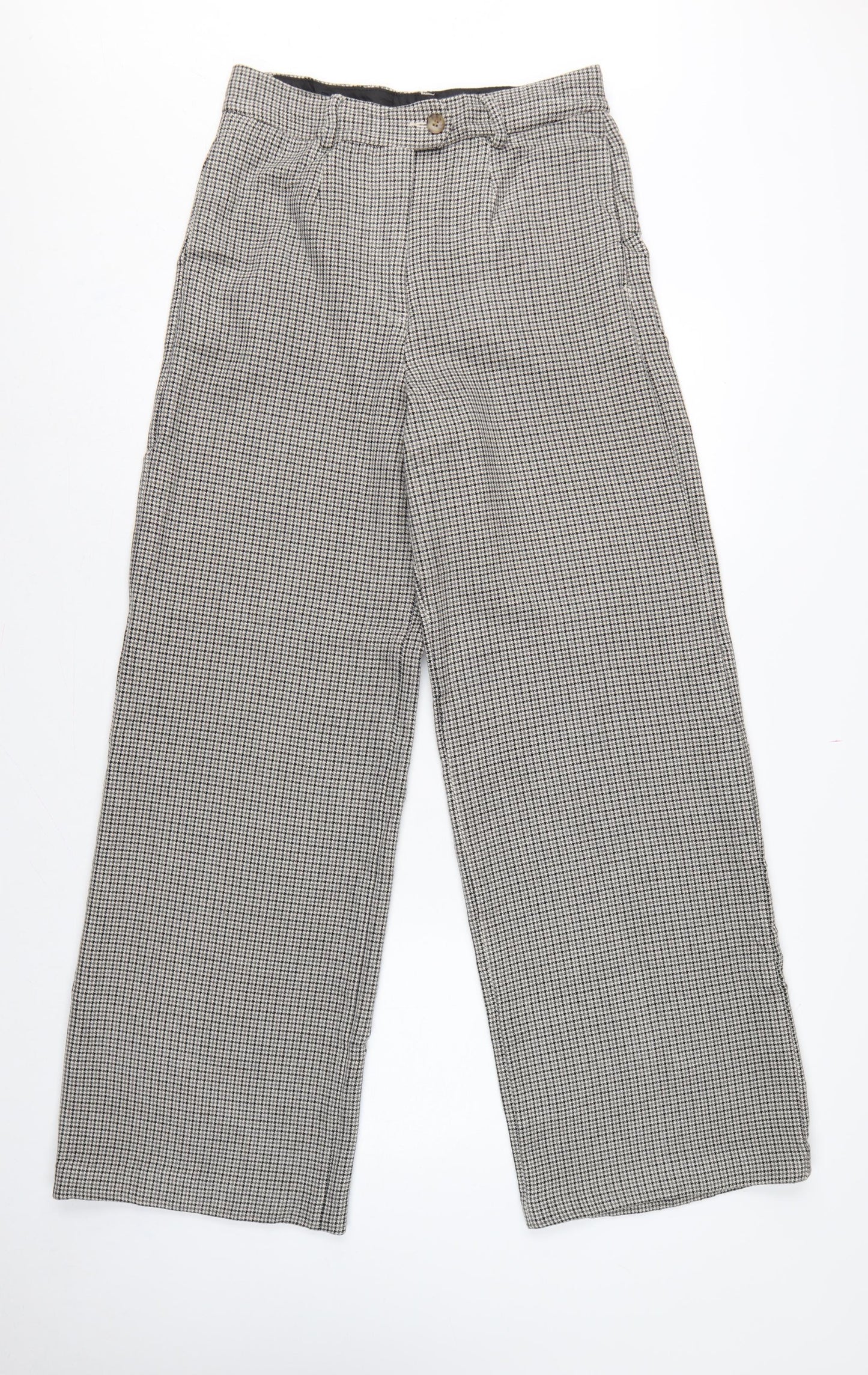 Marks and Spencer Women’s Grey Check Wide-Leg Trousers UK 10 Long