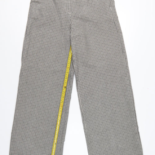 Marks and Spencer Women’s Grey Check Wide-Leg Trousers UK 10 Long