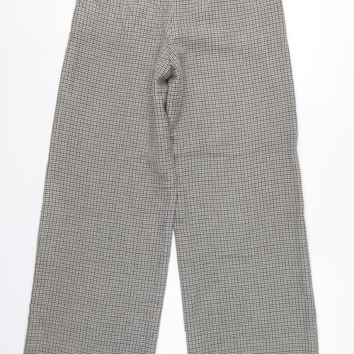 Marks and Spencer Women’s Grey Check Wide-Leg Trousers UK 10 Long