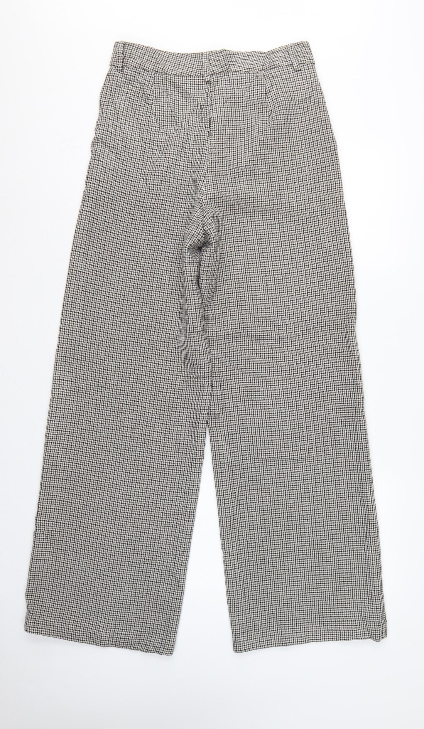 Marks and Spencer Women’s Grey Check Wide-Leg Trousers UK 10 Long