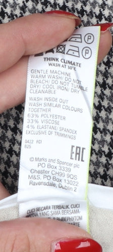 Marks and Spencer Women’s Grey Check Wide-Leg Trousers UK 10 Long