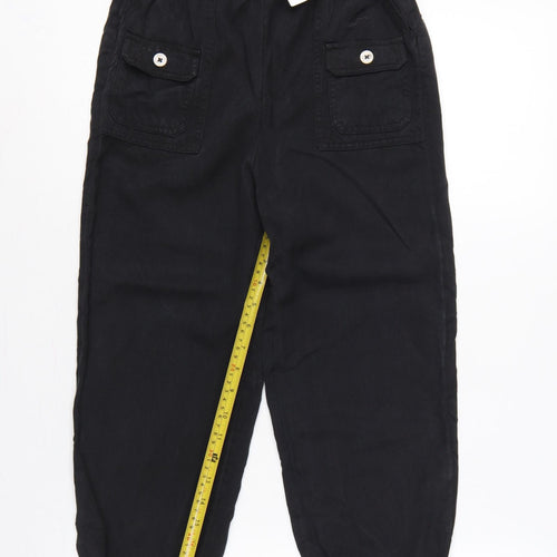M&S Girls Black Cargo Trousers 10-11 Years Lyocell Drawstring Pockets