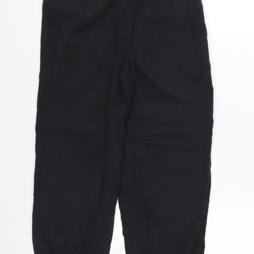 M&S Girls Black Cargo Trousers 10-11 Years Lyocell Drawstring Pockets