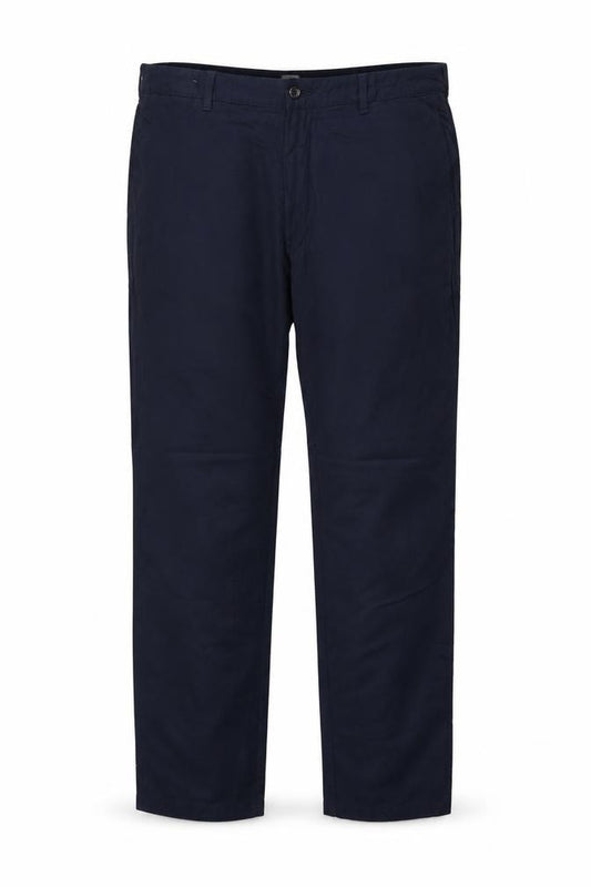 Marks and Spencer Men Blue 42 33 Regular Fit Linen Cotton Chino Trousers