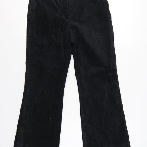 Monki Women’s Black Velvet Flared Trousers UK 10 High Rise