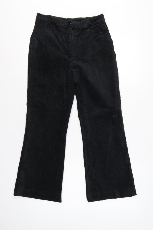 Monki Women’s Black Velvet Flared Trousers UK 10 High Rise