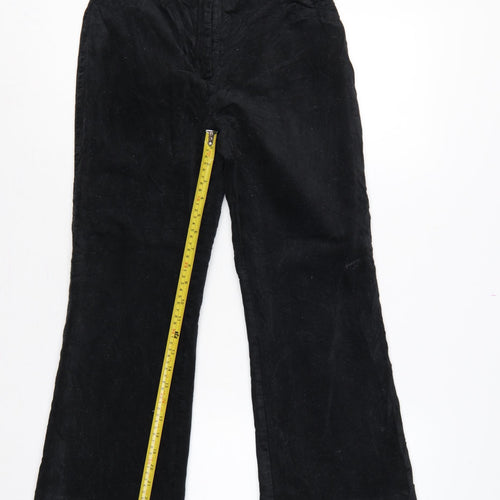 Monki Women’s Black Velvet Flared Trousers UK 10 High Rise