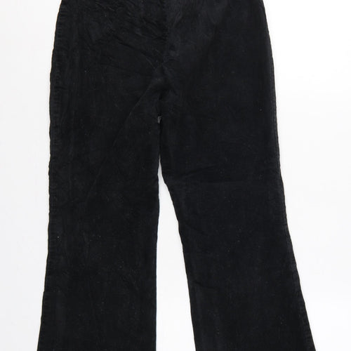 Monki Women’s Black Velvet Flared Trousers UK 10 High Rise
