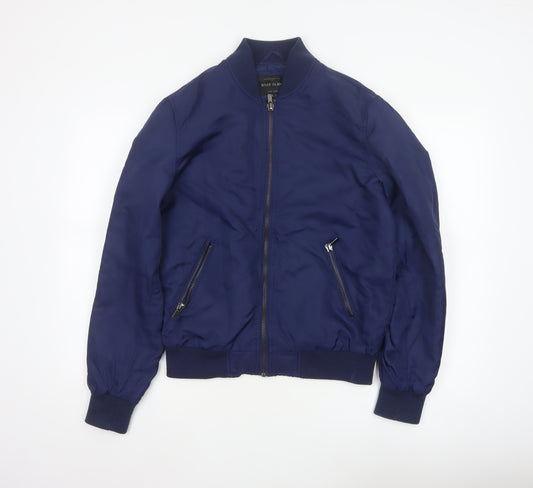 River Island Men's Blue S Padded Bomber Jacket Full Zip