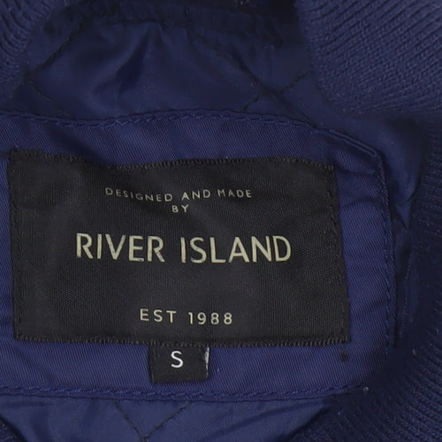 River Island Men's Blue S Padded Bomber Jacket Full Zip