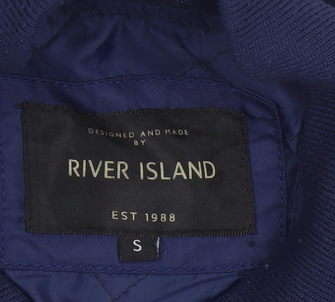 River Island Men's Blue S Padded Bomber Jacket Full Zip