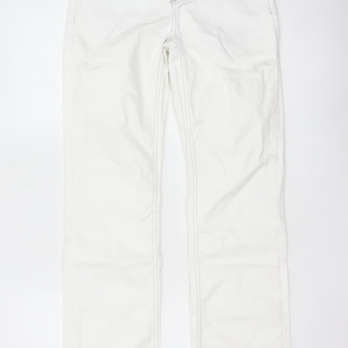 Melrose Women’s White UK 10 Low Rise Straight Studded Jeans