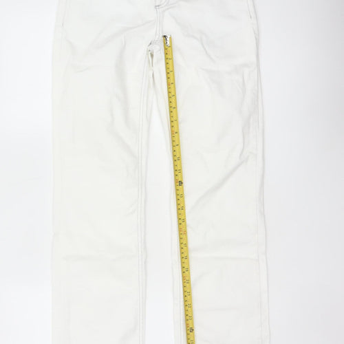 Melrose Women’s White UK 10 Low Rise Straight Studded Jeans