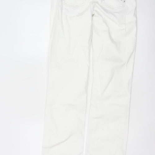 Melrose Women’s White UK 10 Low Rise Straight Studded Jeans