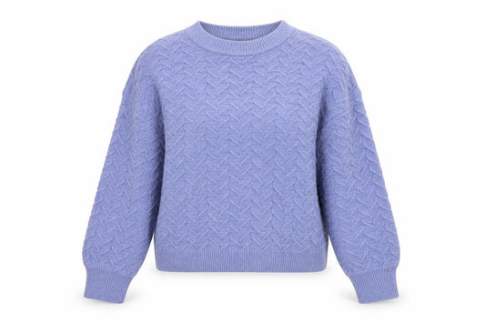 Warehouse Women Purple UK 10 Cable-Knit Crew Neck Viscose Jumper