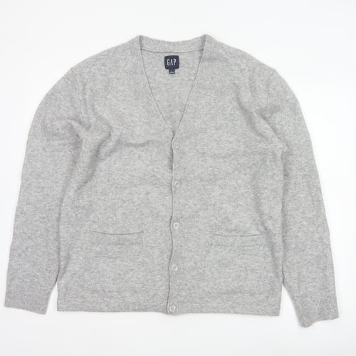 GAP Men’s Grey M V-Neck Button Knit Cardigan Pockets