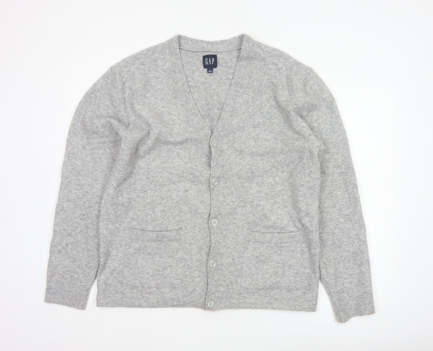 GAP Men’s Grey M V-Neck Button Knit Cardigan Pockets