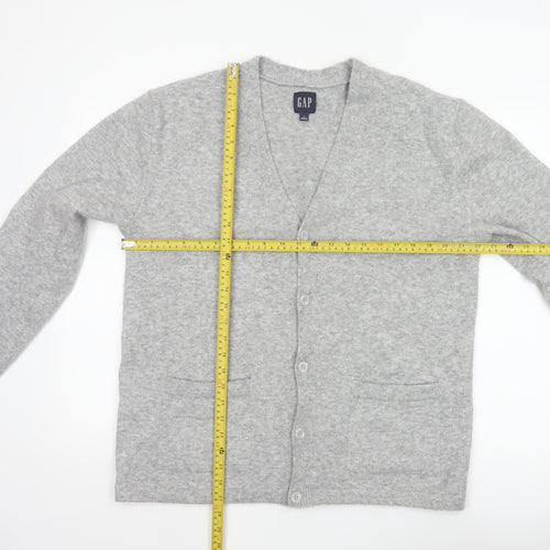 GAP Men’s Grey M V-Neck Button Knit Cardigan Pockets