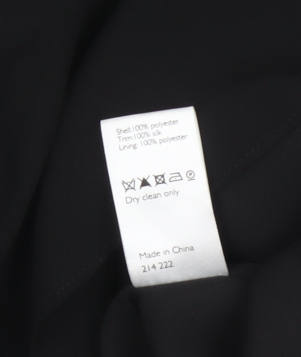 John Lewis Women Black UK 14 Long Chiffon Ruffle Fit & Flare Dress