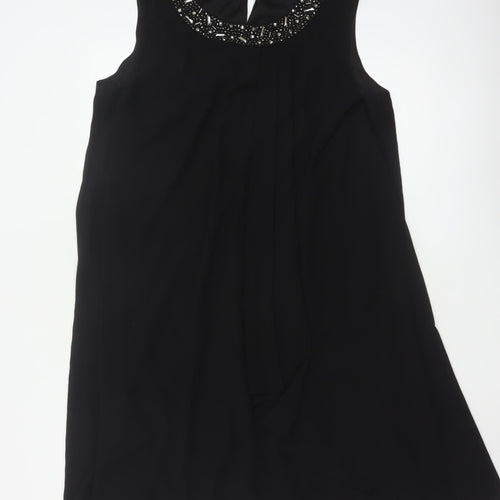 Roman Women Black Size 18 A-Line Beaded Chiffon Formal Dress