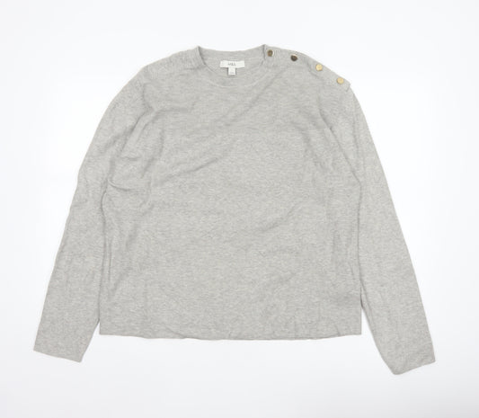 Marks & Spencer Women Grey L Knit Button Shoulder Pullover Jumper